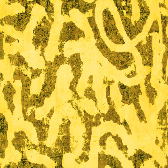 Square Machine Washable Abstract Yellow Modern Rug, wshabs1018yw