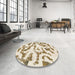 Round Machine Washable Abstract Wheat Beige Rug in a Office, wshabs1018