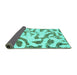 Sideview of Abstract Turquoise Modern Rug, abs1018turq