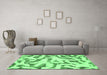 Machine Washable Abstract Emerald Green Modern Area Rugs in a Living Room,, wshabs1018emgrn