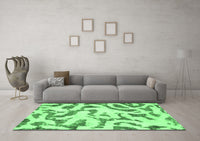 Machine Washable Abstract Emerald Green Modern Rug, wshabs1018emgrn