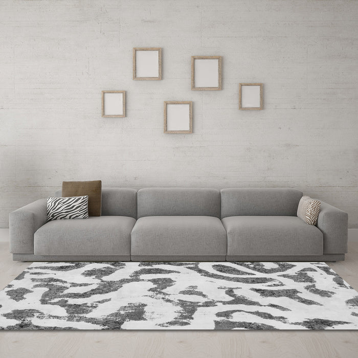 Machine Washable Abstract Gray Modern Rug in a Living Room,, wshabs1018gry