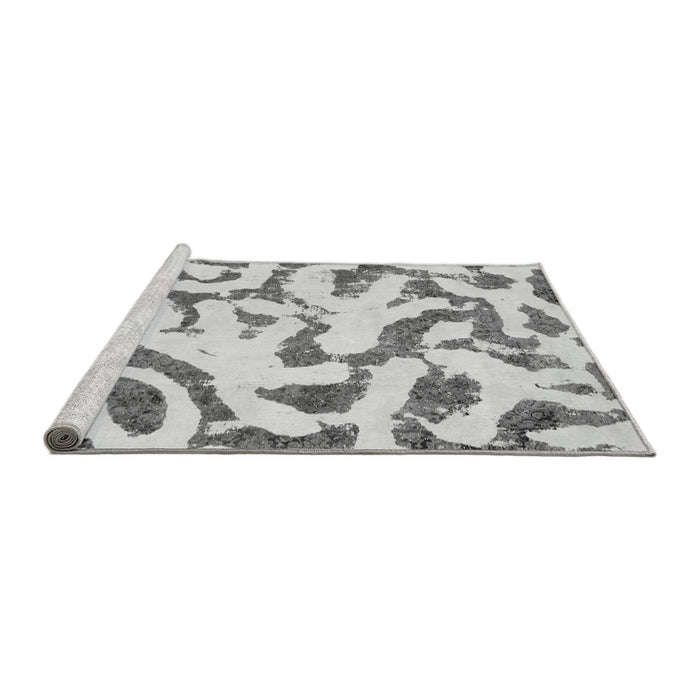 Sideview of Machine Washable Abstract Gray Modern Rug, wshabs1018gry
