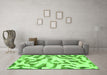 Machine Washable Abstract Green Modern Area Rugs in a Living Room,, wshabs1018grn