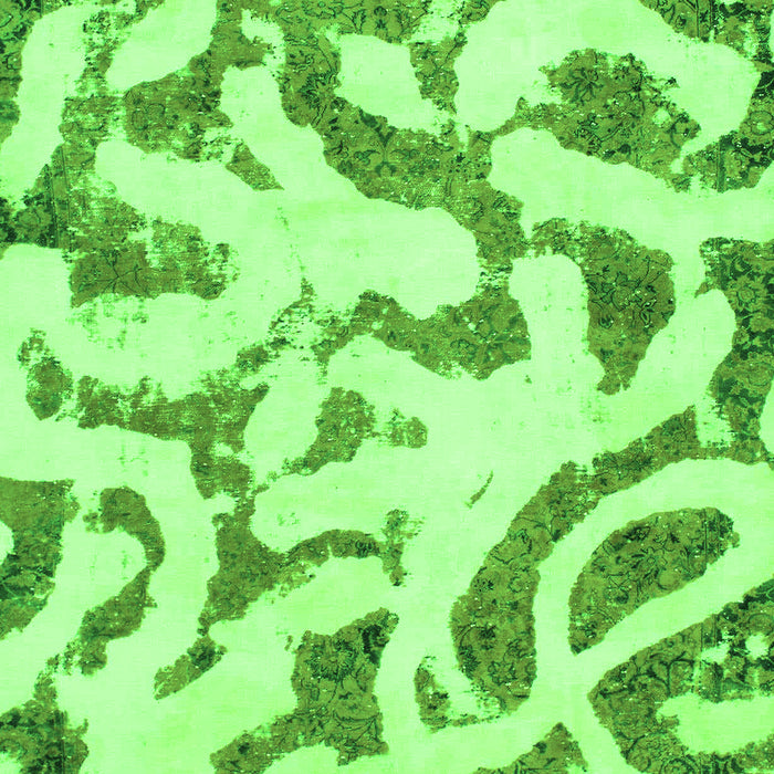 Machine Washable Abstract Green Modern Area Rugs, wshabs1018grn