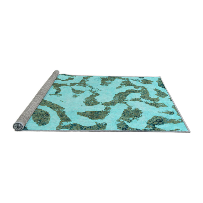 Sideview of Machine Washable Abstract Light Blue Modern Rug, wshabs1018lblu