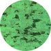 Round Abstract Green Modern Rug, abs1019grn