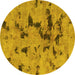 Round Abstract Yellow Modern Rug, abs1019yw