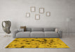 Machine Washable Abstract Yellow Modern Rug in a Living Room, wshabs1019yw