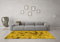 Machine Washable Abstract Yellow Modern Rug, wshabs1019yw