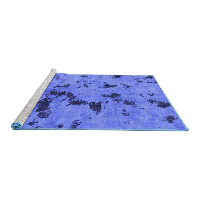 Sideview of Machine Washable Abstract Blue Modern Rug, wshabs1019blu