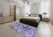 Machine Washable Abstract Purple Mimosa Purple Rug in a Bedroom, wshabs1019