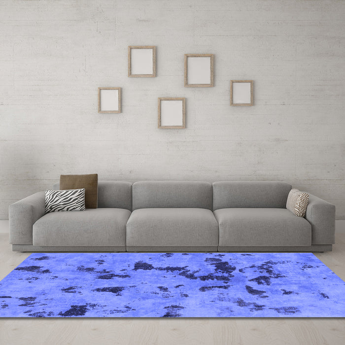 Machine Washable Abstract Blue Modern Rug in a Living Room, wshabs1019blu