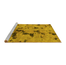 Sideview of Machine Washable Abstract Yellow Modern Rug, wshabs1019yw