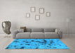 Machine Washable Abstract Light Blue Modern Rug in a Living Room, wshabs1019lblu