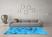 Machine Washable Abstract Light Blue Modern Rug, wshabs1019lblu