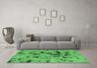 Machine Washable Abstract Emerald Green Modern Area Rugs in a Living Room,, wshabs1019emgrn