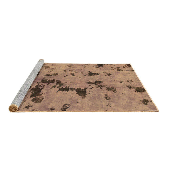 Sideview of Machine Washable Abstract Brown Modern Rug, wshabs1019brn