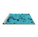 Sideview of Machine Washable Abstract Turquoise Modern Area Rugs, wshabs1019turq