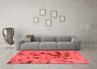 Machine Washable Abstract Red Modern Rug, wshabs1019red