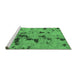 Sideview of Machine Washable Abstract Emerald Green Modern Area Rugs, wshabs1019emgrn