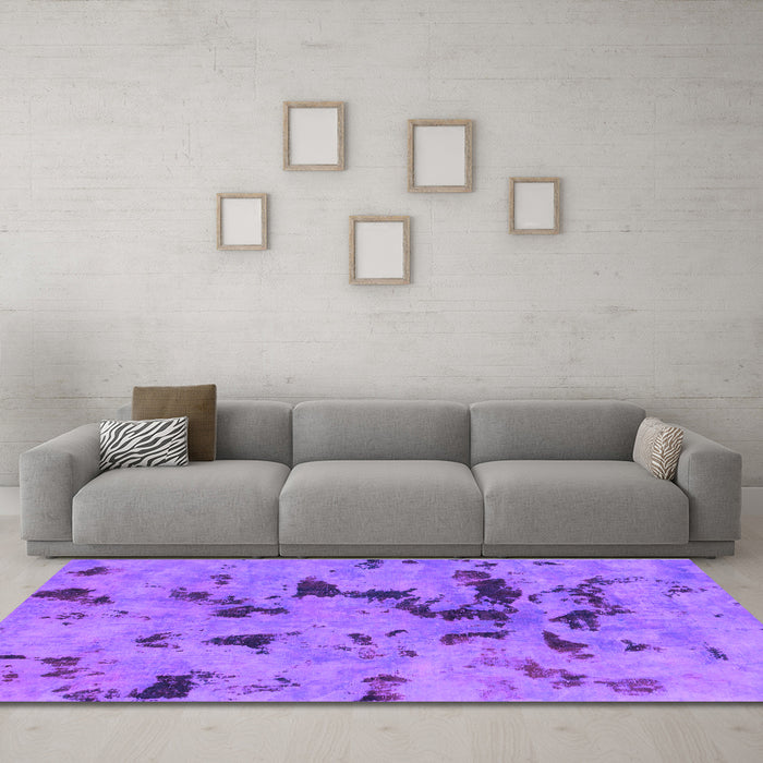 Machine Washable Abstract Purple Modern Area Rugs in a Living Room, wshabs1019pur