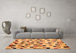 Machine Washable Checkered Orange Modern Area Rugs in a Living Room, wshabs101org