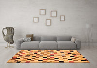 Machine Washable Checkered Orange Modern Rug, wshabs101org