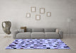Machine Washable Checkered Blue Modern Rug in a Living Room, wshabs101blu