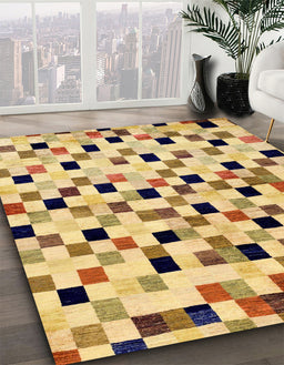 Machine Washable Abstract Chrome Gold Yellow Rug in a Family Room, wshabs101