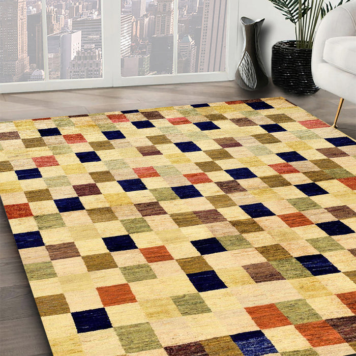 Machine Washable Abstract Chrome Gold Yellow Rug in a Family Room, wshabs101