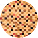 Round Checkered Orange Modern Rug, abs101org