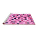 Sideview of Machine Washable Checkered Pink Modern Rug, wshabs101pnk