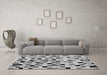 Machine Washable Checkered Gray Modern Rug in a Living Room,, wshabs101gry