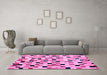 Machine Washable Checkered Pink Modern Rug in a Living Room, wshabs101pnk