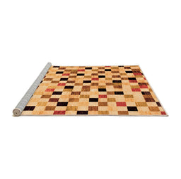 Sideview of Machine Washable Checkered Orange Modern Area Rugs, wshabs101org