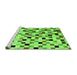 Sideview of Machine Washable Checkered Green Modern Area Rugs, wshabs101grn