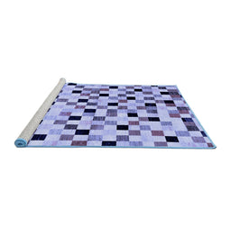 Sideview of Machine Washable Checkered Blue Modern Rug, wshabs101blu