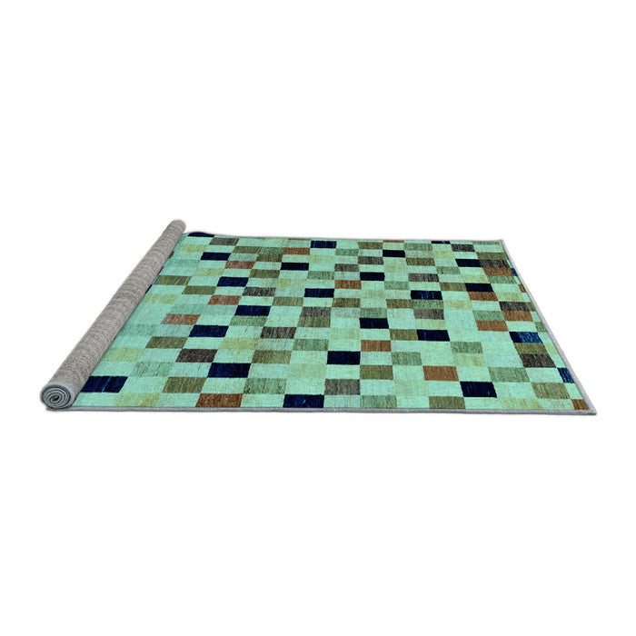 Sideview of Machine Washable Checkered Light Blue Modern Rug, wshabs101lblu