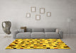 Machine Washable Checkered Yellow Modern Rug in a Living Room, wshabs101yw