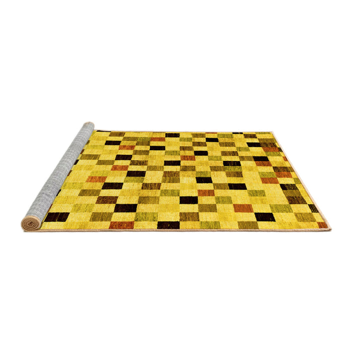 Sideview of Machine Washable Checkered Yellow Modern Rug, wshabs101yw