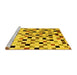 Sideview of Machine Washable Checkered Yellow Modern Rug, wshabs101yw