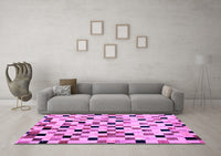 Machine Washable Checkered Purple Modern Rug, wshabs101pur