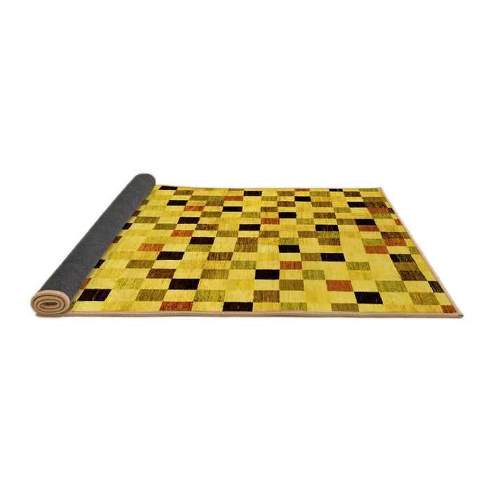 Sideview of Checkered Yellow Modern Rug, abs101yw
