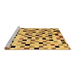 Sideview of Machine Washable Checkered Brown Modern Rug, wshabs101brn