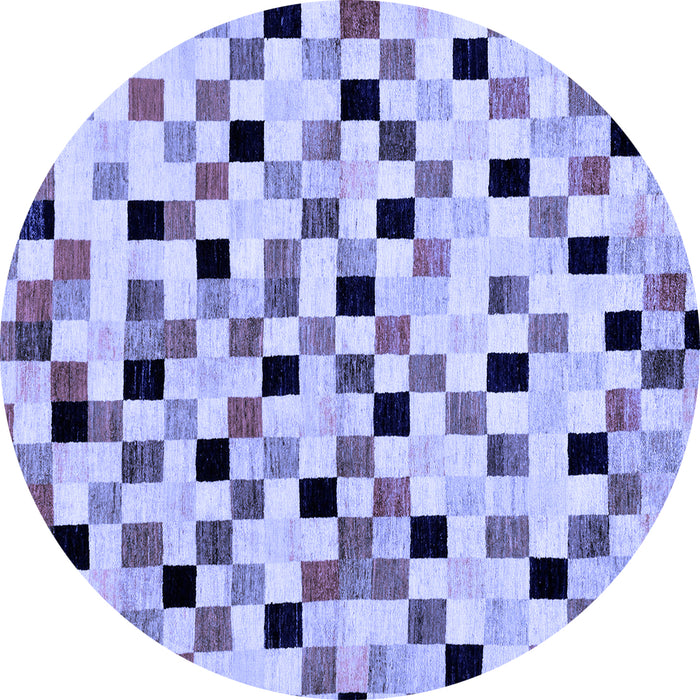 Round Checkered Blue Modern Rug, abs101blu