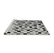 Sideview of Machine Washable Checkered Gray Modern Rug, wshabs101gry