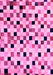 Machine Washable Checkered Pink Modern Rug, wshabs101pnk