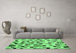 Machine Washable Checkered Emerald Green Modern Area Rugs in a Living Room,, wshabs101emgrn
