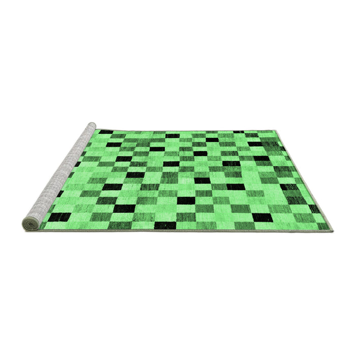 Sideview of Machine Washable Checkered Emerald Green Modern Area Rugs, wshabs101emgrn